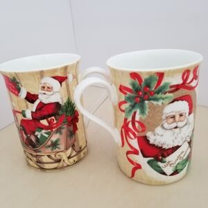 Holiday Santa Claus Mugs - Set of 2